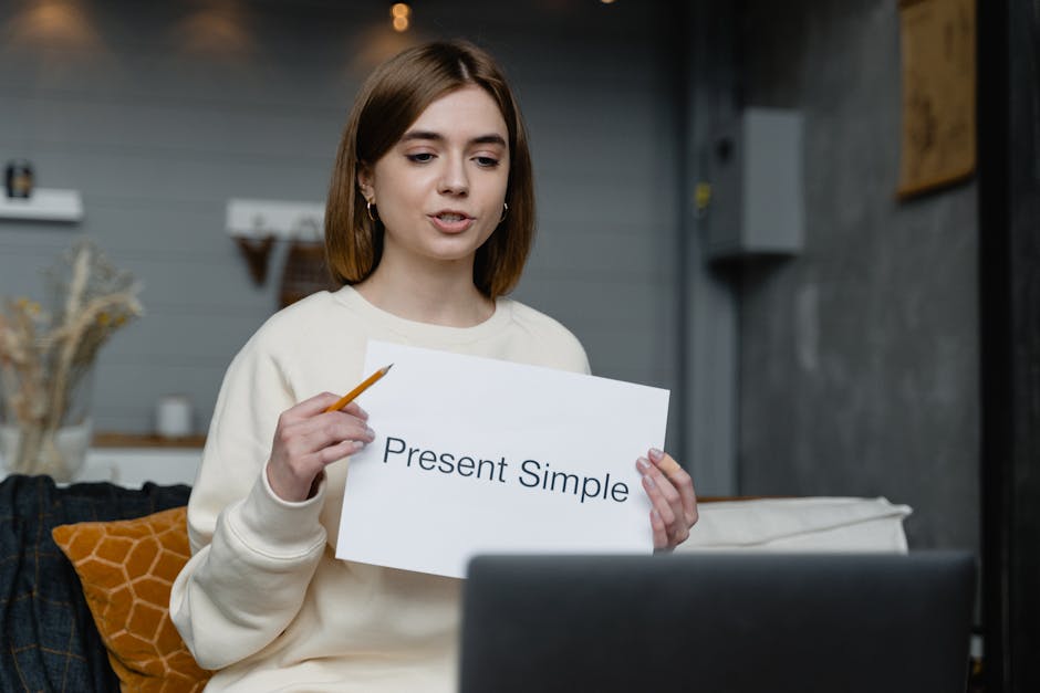 Student practising English pronunciation online
