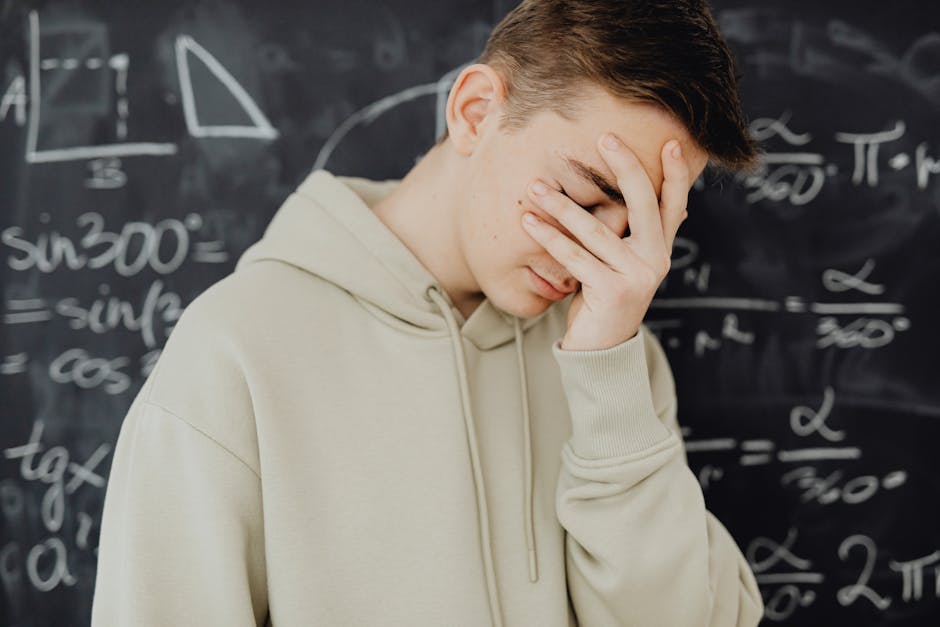 Student looking confused while studying English