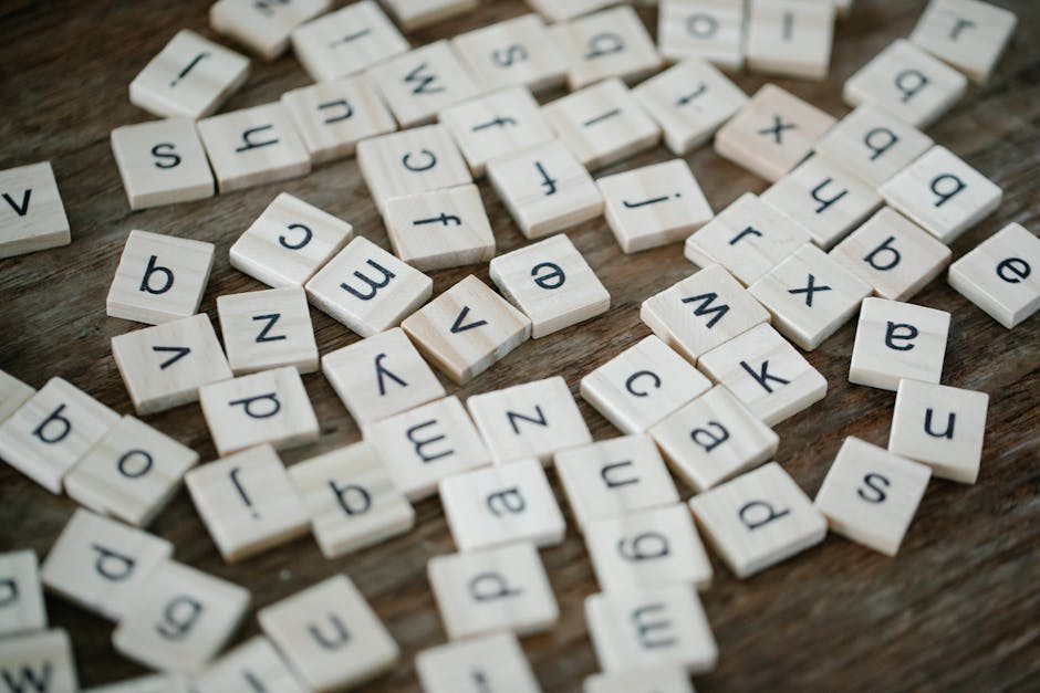 Close-up of English alphabet letters