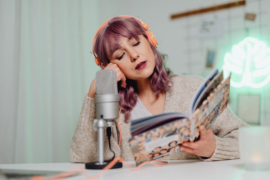 Person listening to a podcast with headphones