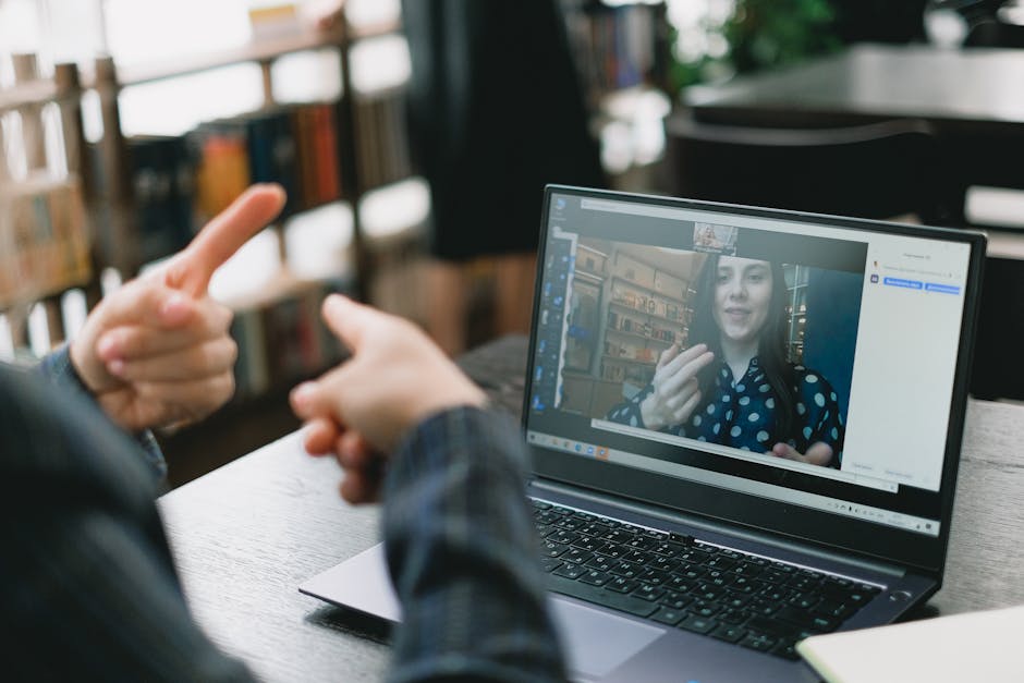 Student practising pronunciation with online materials
